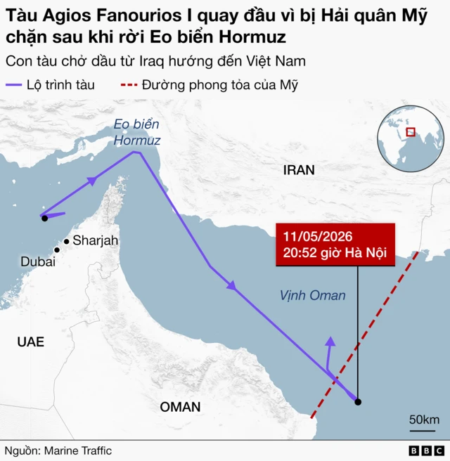 Lộ trình của tàu Agios Fanourious 