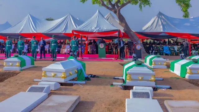 Pictures of di bodies of di sojas for di burial ground