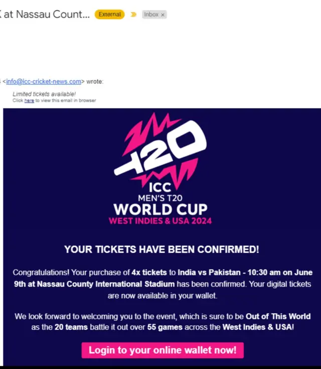 بذریعہ ای میل ٹیکٹ ملنے کی تصدیق ہوتی ہے