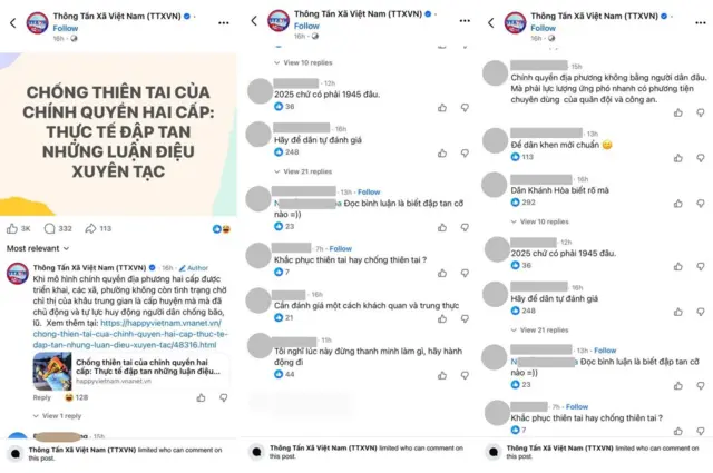 Bài đăng trên trang Facebook của TTXVN