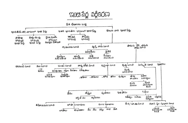 తేళ్ల సత్యవతి రాసిన పుస్తకంలోని ఇంటిపేర్ల వర్గీకరణ 