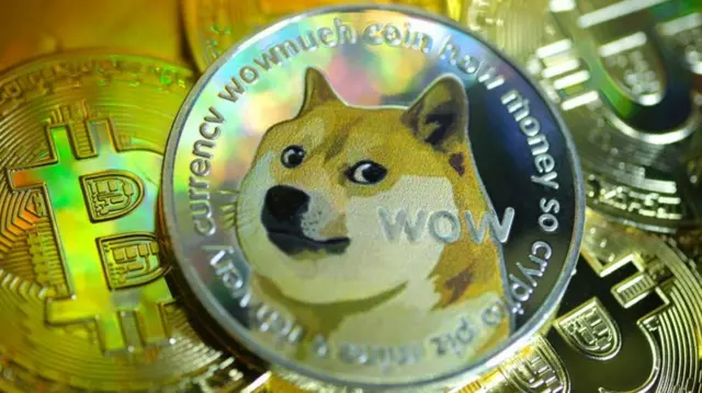 Imagen de un perro Shiba Inu en la criptomoneda dogecoin