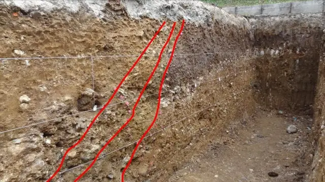 Bursa'da paleosismolojik araştırmalar için kazılan hendeklerden biri