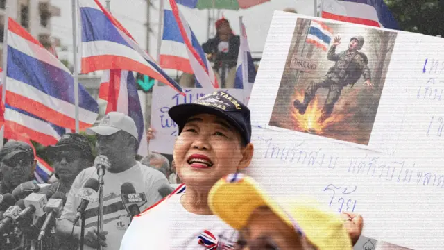 Biểu tình trước Đại sứ quán Hoàng gia Campuchia tại Bangkok vào ngày 20/7