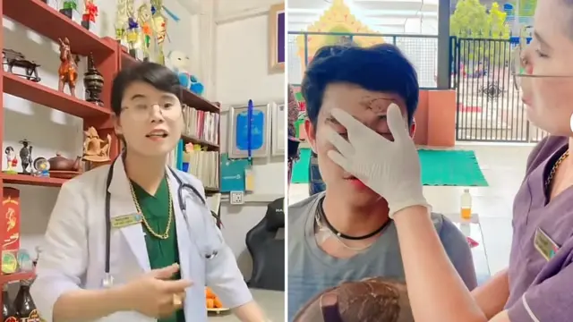 TikTok ဗီဒီယိုတွေအရ ဒေါ်ခင်စန်းရီဟာ Scrub Suit လို့ ခေါ်တဲ့ ခွဲခန်းသုံးဝတ်စုံကို ဝတ်လေ့ရှိတာပါ။