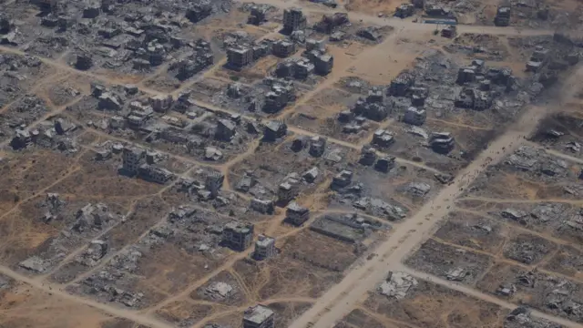 Imagen aérea de Gaza tomada el 6 de agosto de 2025