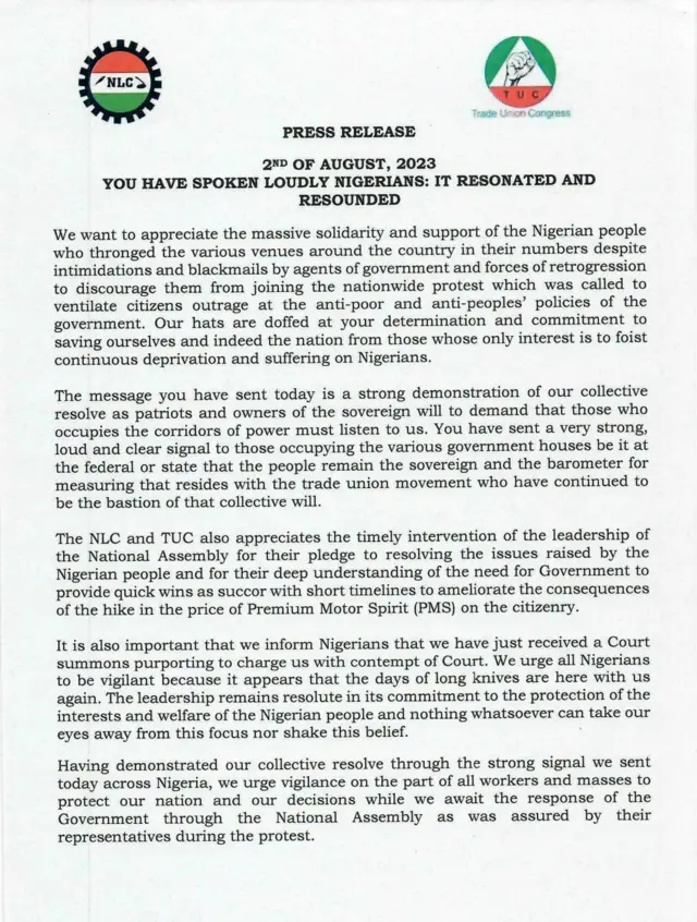 NLC Protest in Lagos