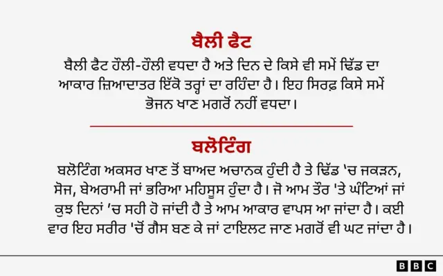 ਬੈਲੀ ਫੈਟ ਅਤੇ ਬਲੋਟਿੰਗ