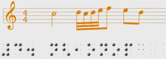 Notas en braille.