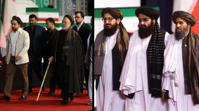 حضور همزمان طالبان و مخالفان‌شان در مراسم تشییع علی خامنه‌ای در تهران
