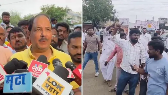 संभाजी ब्रिगेडचे नेते प्रवीण गायकवाड आणि शिवधर्म फाउंडेशनचे कार्यकर्ते (उजवीकडे)
