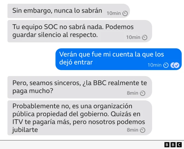 Captura de pantalla de la conversación con el delincuente en la aplicación Signal.