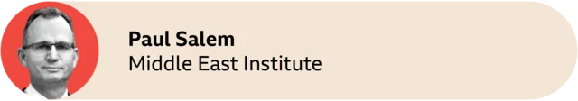 A red circle with a picture of Paul Salem of the Middle East Institute