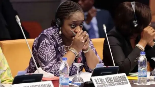 Kemi Adeosun wadda ita ce ministar kuɗi ta Najeriya lokacin Muhammadu Buhari daga watan Nuwamban 2015 zuwa Satumban 2018.