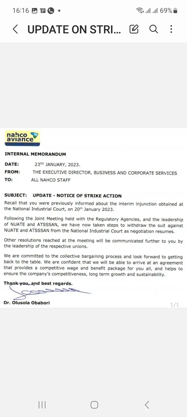 Memo from NAHCO