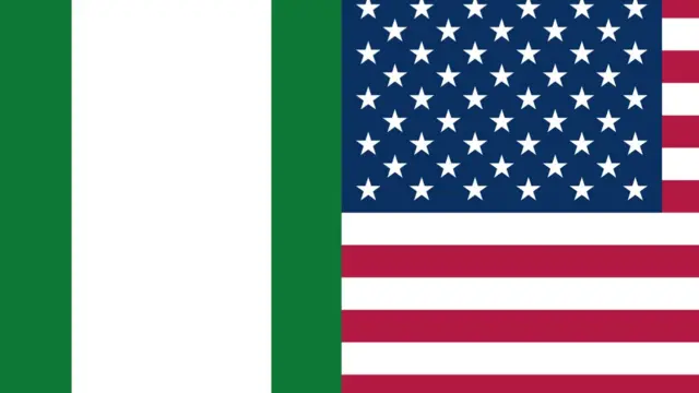 Picture Collage of America Flag and Nigeria Flag.