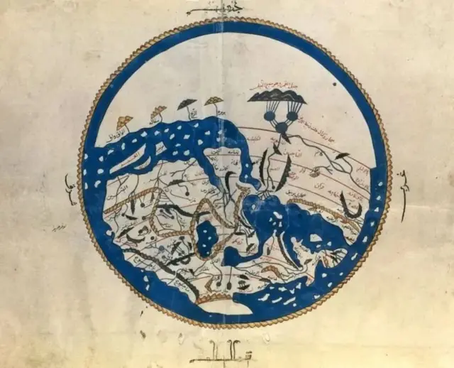 Idrisi map with south at the top
