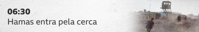 06:30 Hamas entra pela cerca.