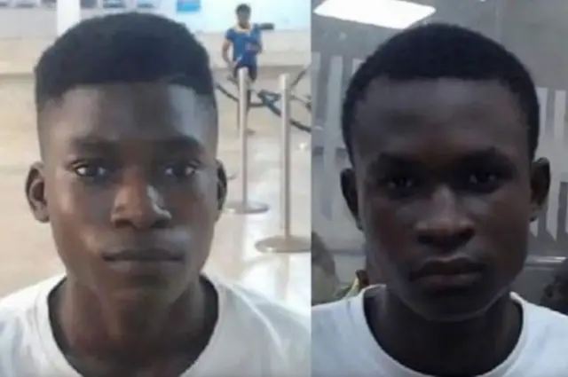 Samuel, 22, na Samson Ogoshi, 20, bafatiwe i Lagos, bategereje gukatirwa muri Amerika