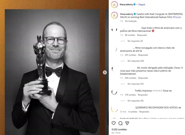 Print do perfil do Instagram