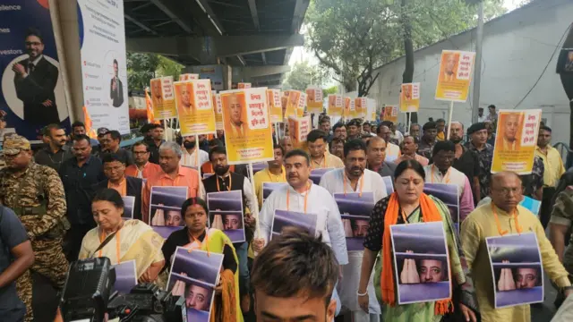 বাংলাদেশ উপরাষ্ট্রদূতাবাসের দিকে এগোচ্ছে বিজেপি বিধায়কদের মিছিল - বুধবার কলকাতায়