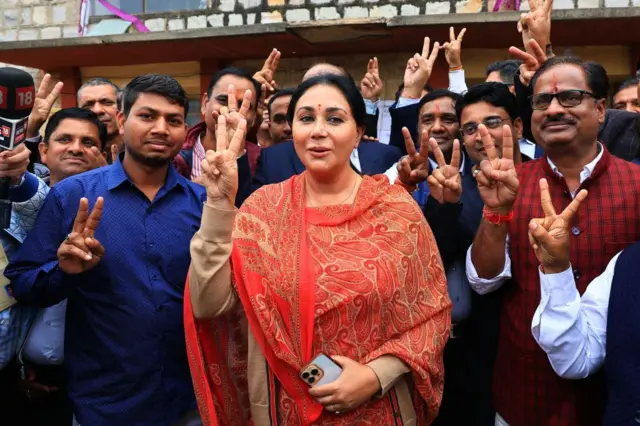 রাজস্থানে ফল ঘোষণার পর বিজেপি প্রার্থী দিয়া কুমারী।