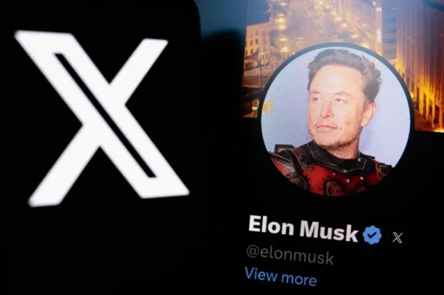 Montagem de Elon Musk e seu perfil no X