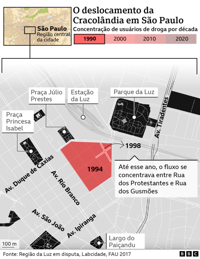 Cracolândia: fluxo de usuários vira vizinho da Estação da Luz em