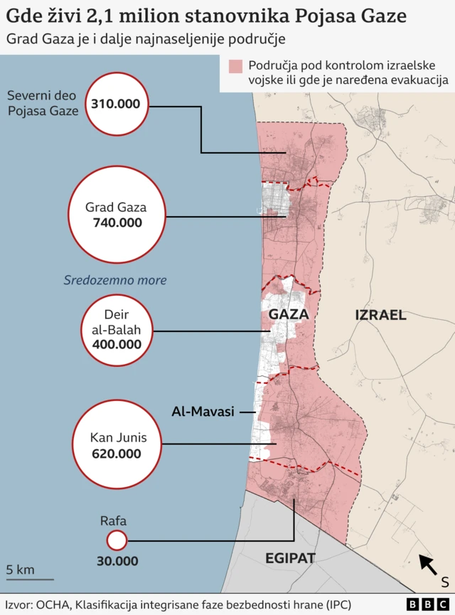 gaza, pojas gaze, maopa pojasa gaze, koliko ljudi živi u gradovima u pojasu gaze