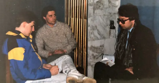 Jeff being interviewed by Nikolai Sivach, journalist with SMENA, in Leningrad