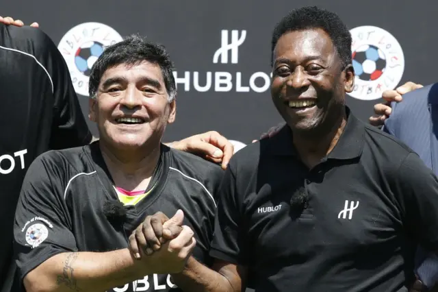 Pelé e Maradona em foto de 2016