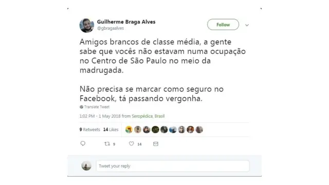 Capturasite esporte bettelasite esporte betmensagem no Twitter criticando usuários que se marcaram como segurossite esporte betincêndiosite esporte betSão Paulo