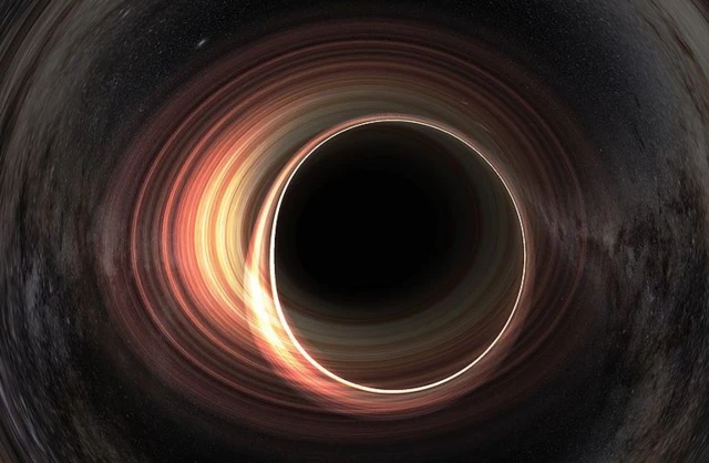 ภาพจำลองหลุมดำที่กำลังหมุนและบิดตัว