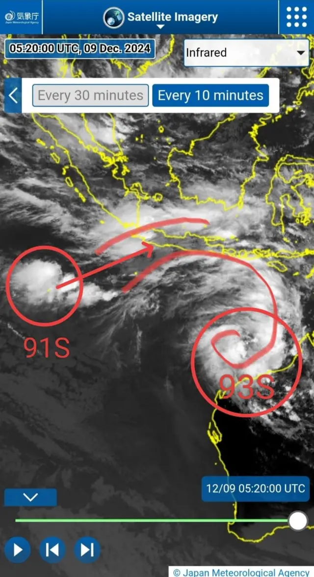 Tangkapan layar bibit siklon