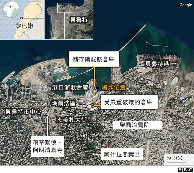 贝鲁特爆炸：环境布局地图