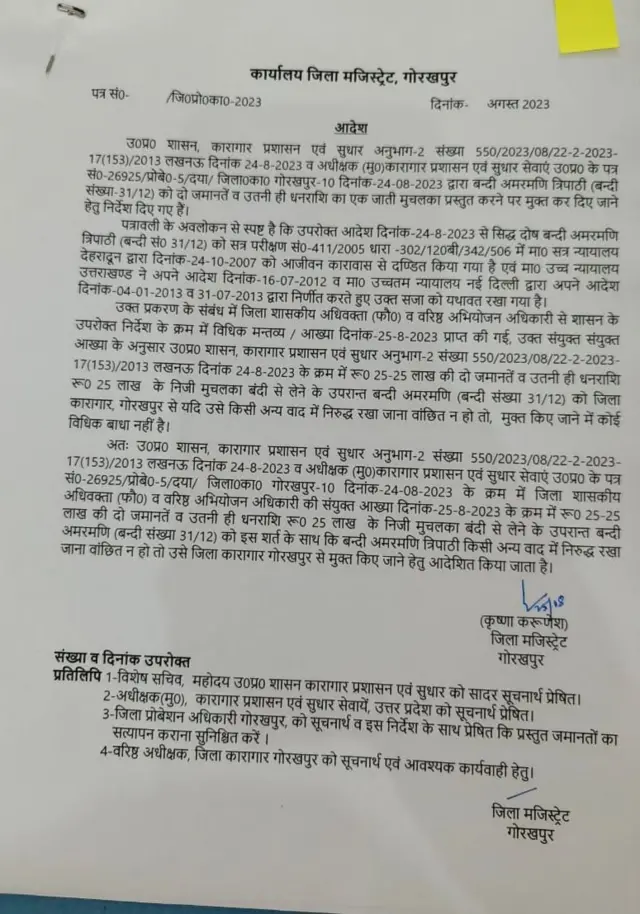 सुटकेचा आदेश