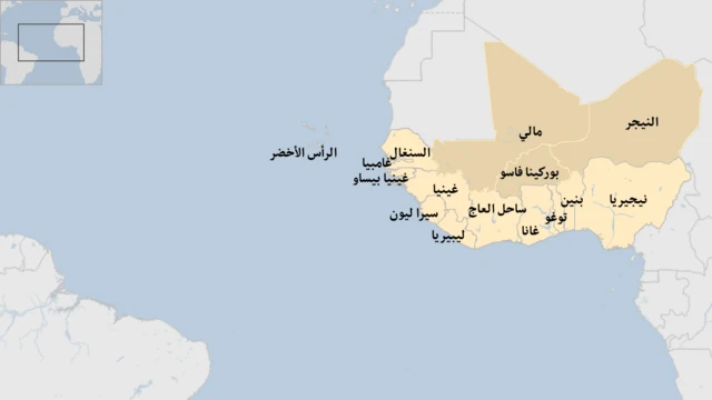 خارطة للدول الأعضاء في إيكواس 