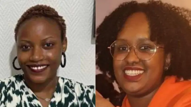 Ifoto ifatanyije igaragaza Masika Sandra (i buryo) na Muco Steffy Bretta (i bubamfu)