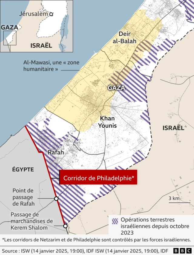 Carte : opérations terrestres à Gaza