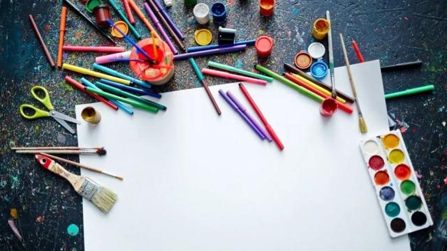 фарби, пензлі, олівці