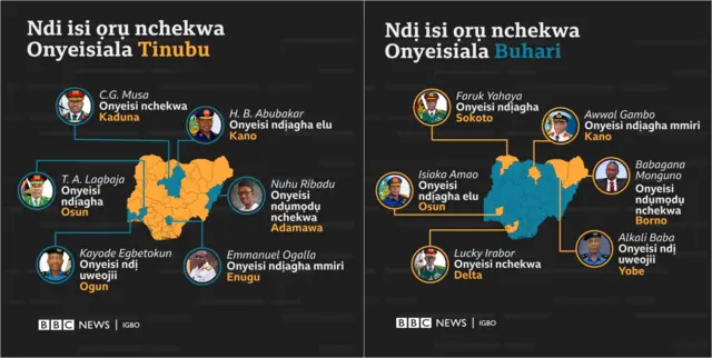 mpaghara ndị chịrị ọrụ nchekwa Naịjirịa n’oge Muhammadu Buhari si nakwa mpaghara ebe ndị ọhụrụ Onyeisiala Bola Tinubu họpụtara si.