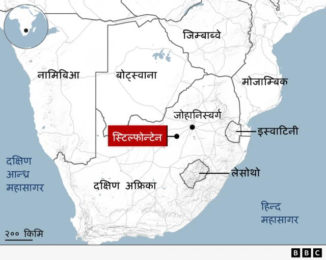 दक्षिण अफ्रिकाको नक्सा