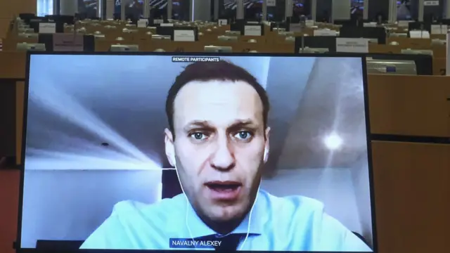 Навальный во время выступления в комитете Европейского парламента по международным делам