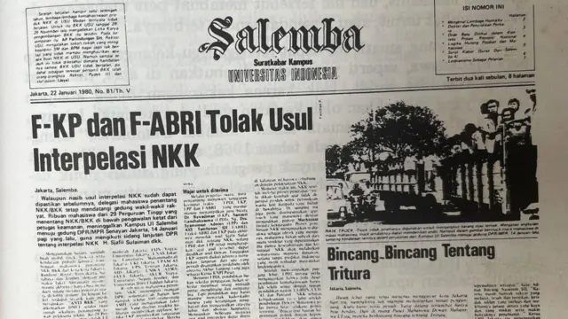 NKK/BKK, normalisasi kehidupan kampus, UI, Salemba, 1979, pers mahasiswa, koran kampus Salemba UI.