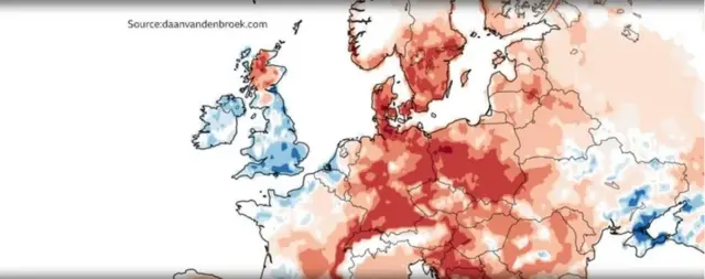 خارطة دول أوروبية من الأعلى (الأزرق) إلى الأقل.