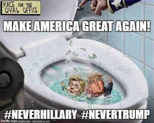 Плакат против Трампа и Клинтон