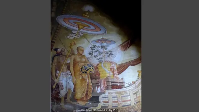 इस चित्रमें दिख रहे हैं बरगद की शाखा को विदा करते हुए सम्राट अशोक