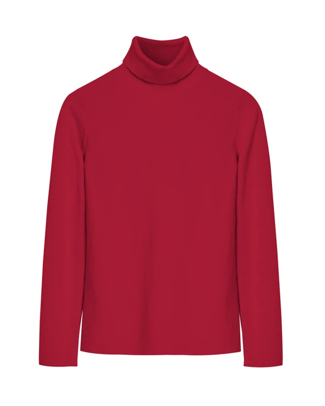 Un saco rojo cuello de tortuga