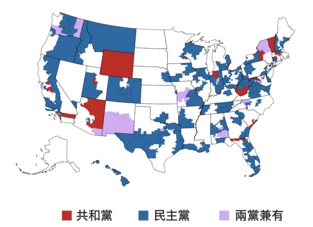 两党女性议员分布图