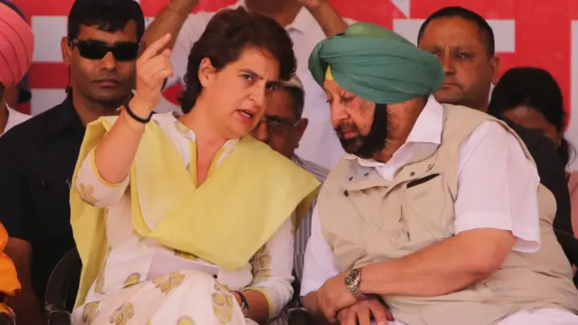 प्रियंका गांधी और कैप्टन अमरिंदर सिंह
